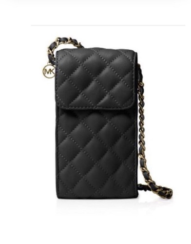 Michael Kors Sloan Black Quilted Leather Phone XBODY NWT