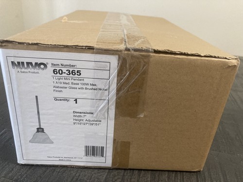 Nuvo Lighting 60/365 Empire Mini Pendant Brushed Nickel New in Box - Picture 4 of 9