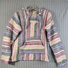 Earth Ragz Womens Hooded Jacket Size Large Rainbow Long Sleeve Boho Festival