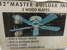 VENTILADOR DE TECHO NATIONAL 42" MASTER BUILDER 87016 BLANCO 5 ASPAS DE MADERA, REV(LUBBY