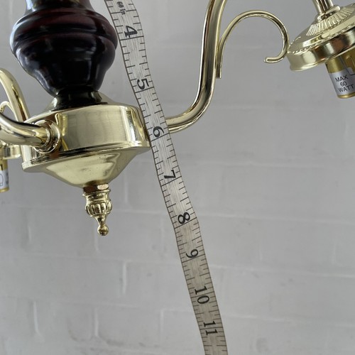 3 ARM BRASS VINTAGE CEILING LIGHT FLUSH GOLD WOOD RETRO 9” - Picture 6 of 6