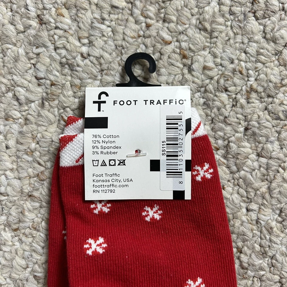 Foot Traffic 全新带标签圣诞拖鞋袜女式 4-10 姜饼男人红色防滑 — 第 4/4 张图片
