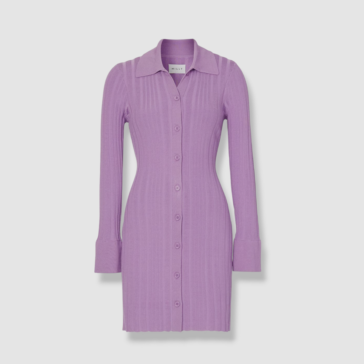 Milly Long Sleeve Polo Sweater Dress in Lilac