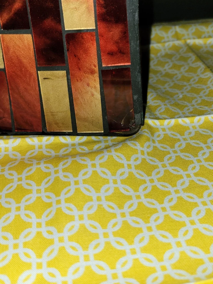 Red And Tan Mosaic Tile Vase. Have Some Cracks. - Image 4 of 4