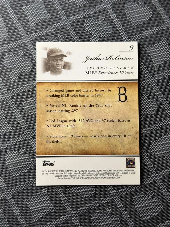 2010 Topps Tribute #9 Jackie Robinson Gold #/99 - Image 2 of 2