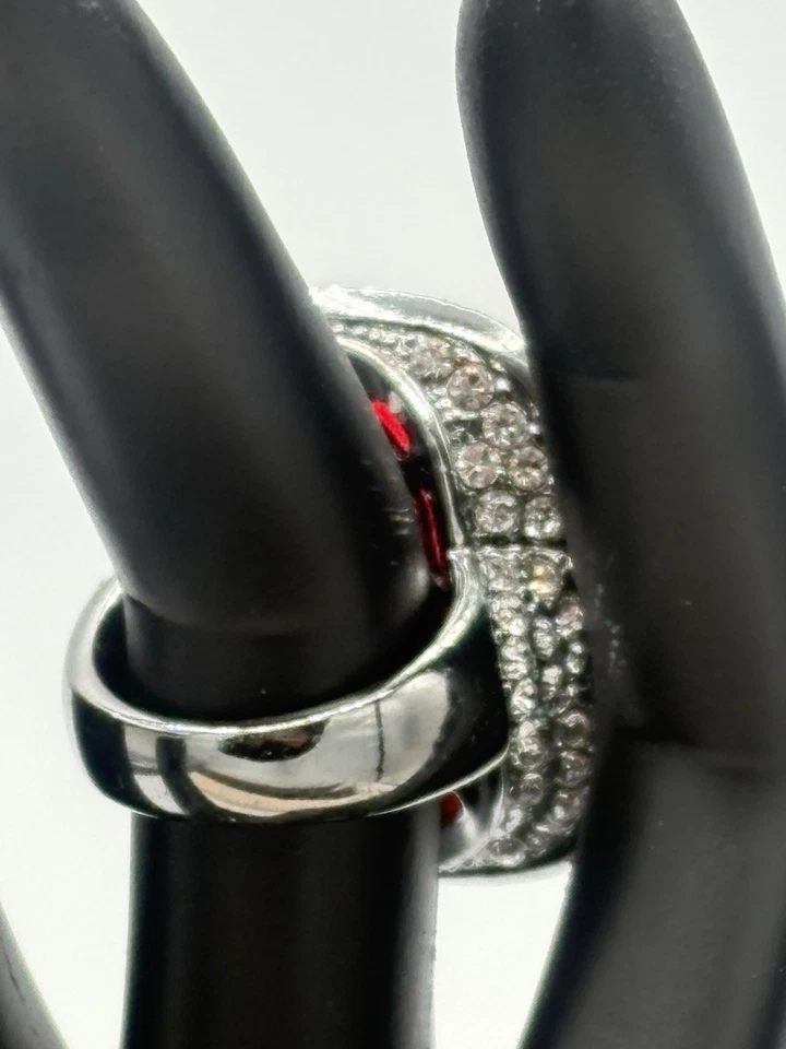 Anillo Joan Boyce rojo con cristal blanco envolvente talla 6 usado en excelente estado -1169 Foto 4 de 4