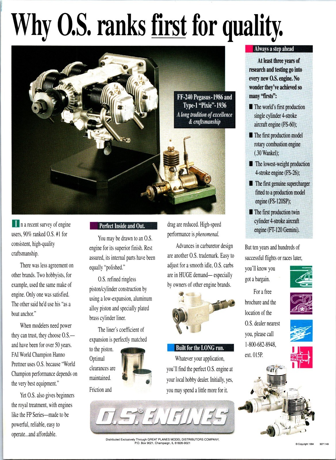 O.S. ENGINES Pegasus RC Engine Print Ad 1997 Wall Art Decor Ephemera ...