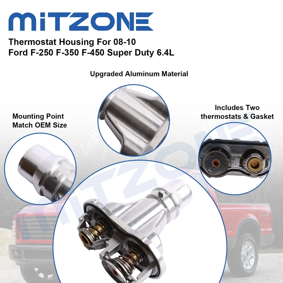 Mitzone Thermostat Housing For 08-10 Ford F-250 F-350 F-450 Super Duty 6.4L - Image 4 of 4