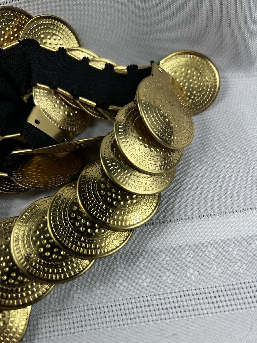 Vintage Disc Chain Belt Gold Silver Medallion Boho Glam Statement 55\