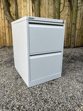 Vintage Bisley Metal Filing Cabinet Lockable 2 Drawer Office Workshop Low