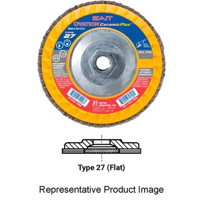 United Abrasives-SAIT 72328 4-1/2x5/8-11 Ovation Ceramic Plus Disc 60 Grit 10 pk