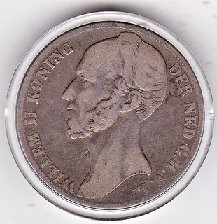 Rare 1845 Netherlands 1 Gulden Silver (94.5%) Coin (Willem II)