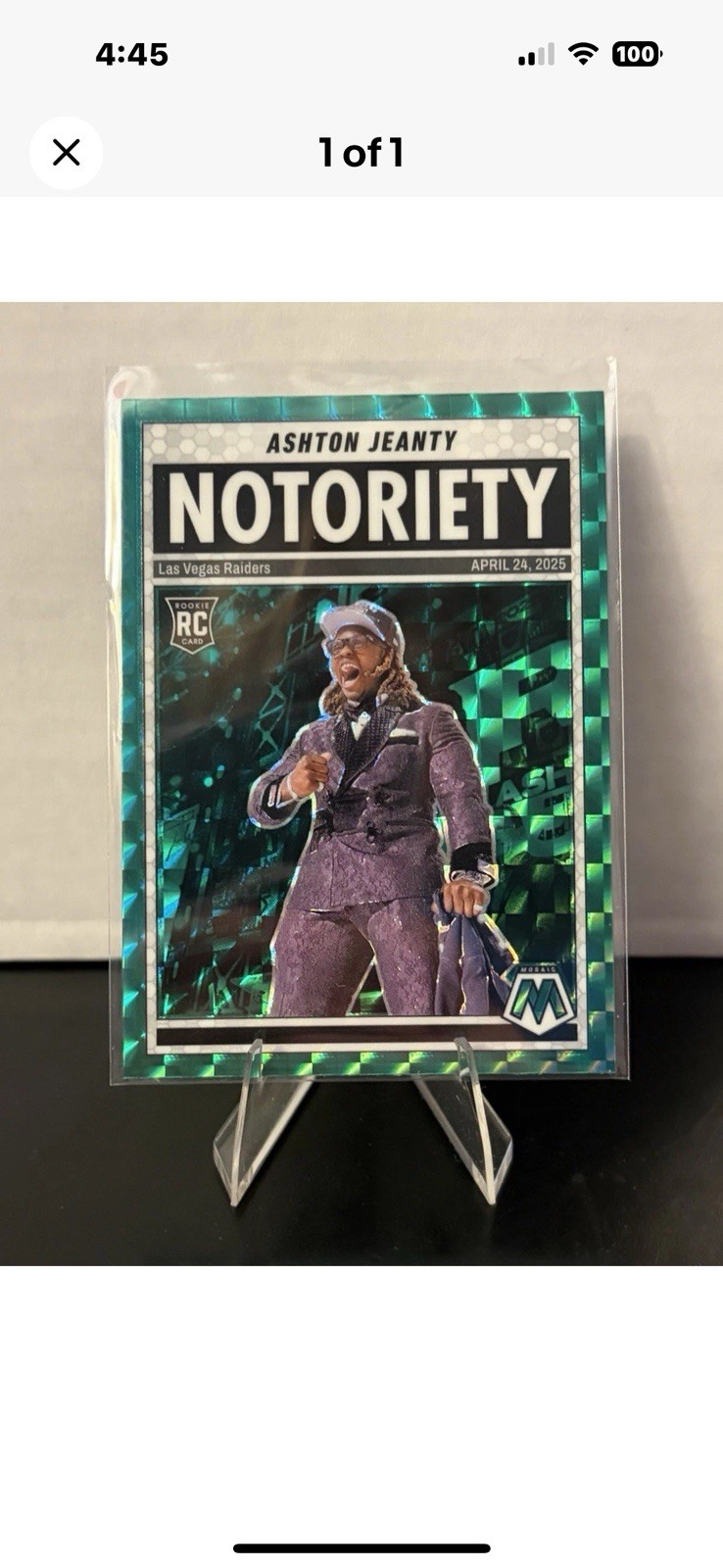 2025 Panini Mosaic Notoriety Ashton Jeanty #18 Green Mosaic Prizm (RC)