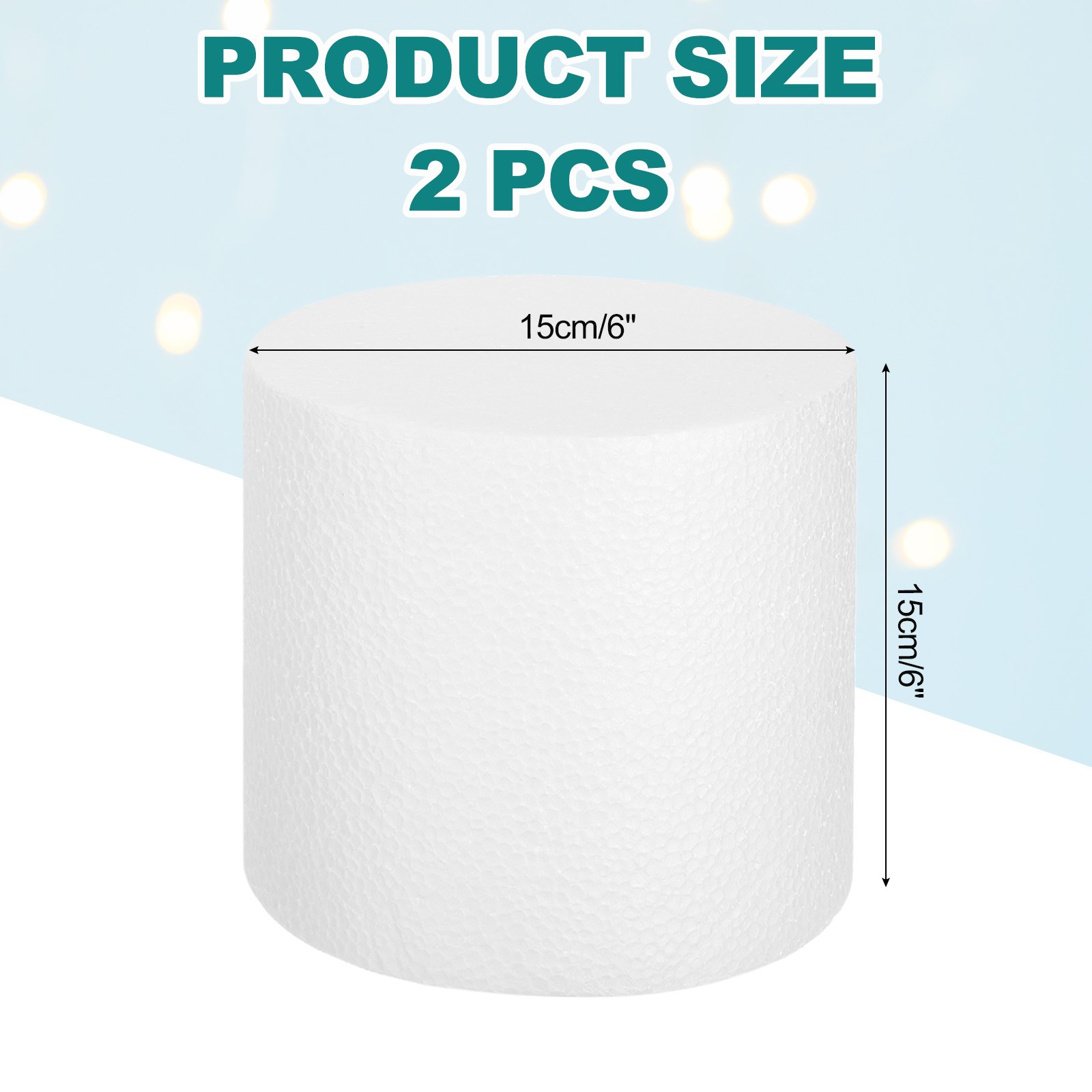Round Foam Cake Dummy, 6"x 6" White Fake Cake Circles Dummies, 2Pcs