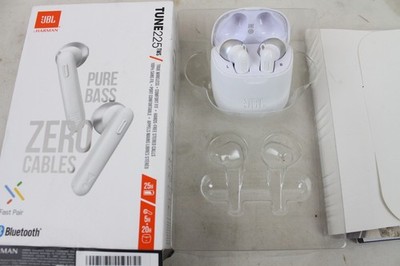 JBL Tune 225TWS True Wireless Earbud Headphones White Untested As Is ZZ