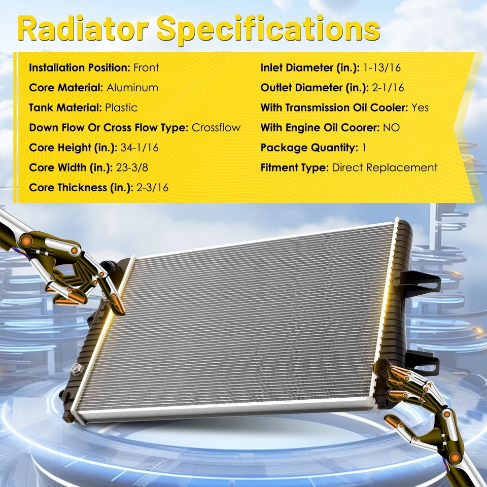 Radiator For GMC Sierra Chevrolet Silverado 2500 HD 3500 HD 6.6L 2006-2010 - Image 2 of 4