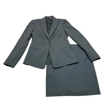 Vintage Anne Klein II Skirt Suit Womens 2 Tailored Blazer Pencil Skirt Gray 90s