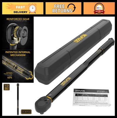 1/2'' Drive Click Torque Wrench 25-250 Ft-Lb, 33.9-338.9 Nm, Precision Tool