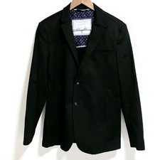 ZARA MAN Denim Couture Solid Black Casual Cotton Blazer - Men's Size Large