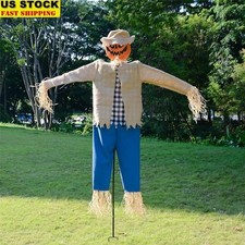 Large Outdoor Pumpkin Scarecrow Decoration Halloween Parties Yard Decor 7.5 ft