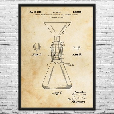 Buchner Flask Patent Wall Art: Professor Gift, Chemistry Art, Teacher Gift
