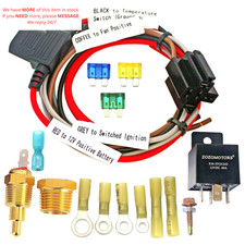 Electric Fan Wiring Kit Relay with Thermostat Radiator Fan...