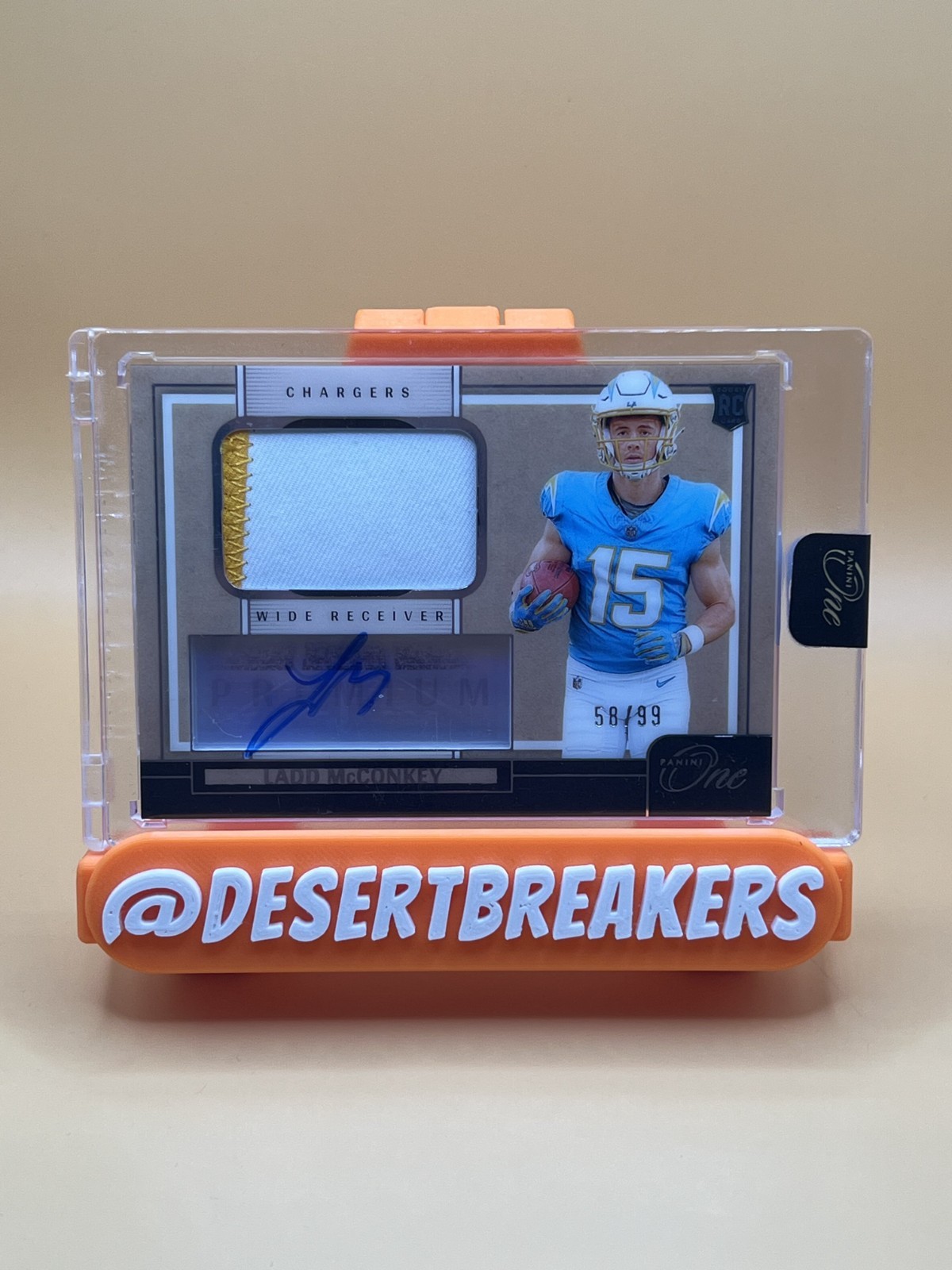 2024 Panini One Football Ladd McConkey Premium Rookie Patch Autographs /99