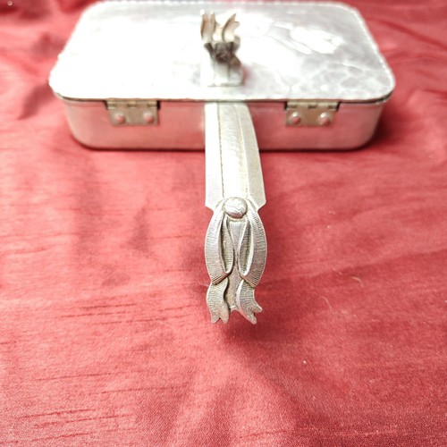 Vtg Hand Wrought Aluminum Creations by Rodney Kent 427 SILENT BUTLER Floral MCM - Picture 4 of 13