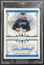 JIM HARBAUGH 2025 PANINI NATIONAL TREASURES #SIG-JHH SIGNATURES AUTO EMERALD 1/5