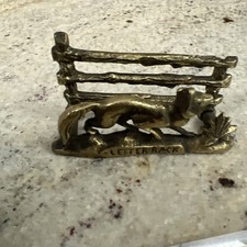 VINTAGE OLD SOLID BRASS LETTER RACK FOX INFRONT ARM GATE WOOD