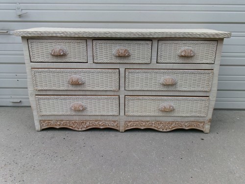 Wicker Dresser Pier 1 One Jamaica Bureau Shabby Chic 7 drawers Rattan Bamboo