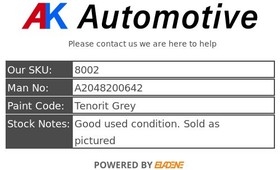 Mercedes E CLASS E220 CDI W212 2009~2012 - Rear Driver Window Motor A2048200642