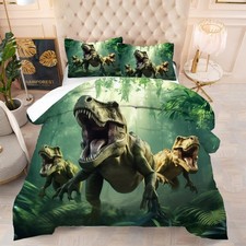 Dino Bedding Set Queen Size for Boys Dino Comforter for 3 Pieces Dinosaur Com...
