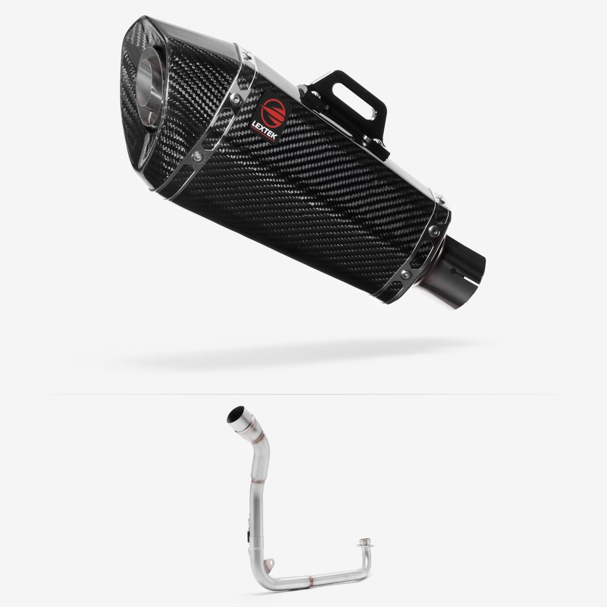 Lextek Carbon Fibre XP8C 210mm Single Underseat Exhaust System Silencer Polished