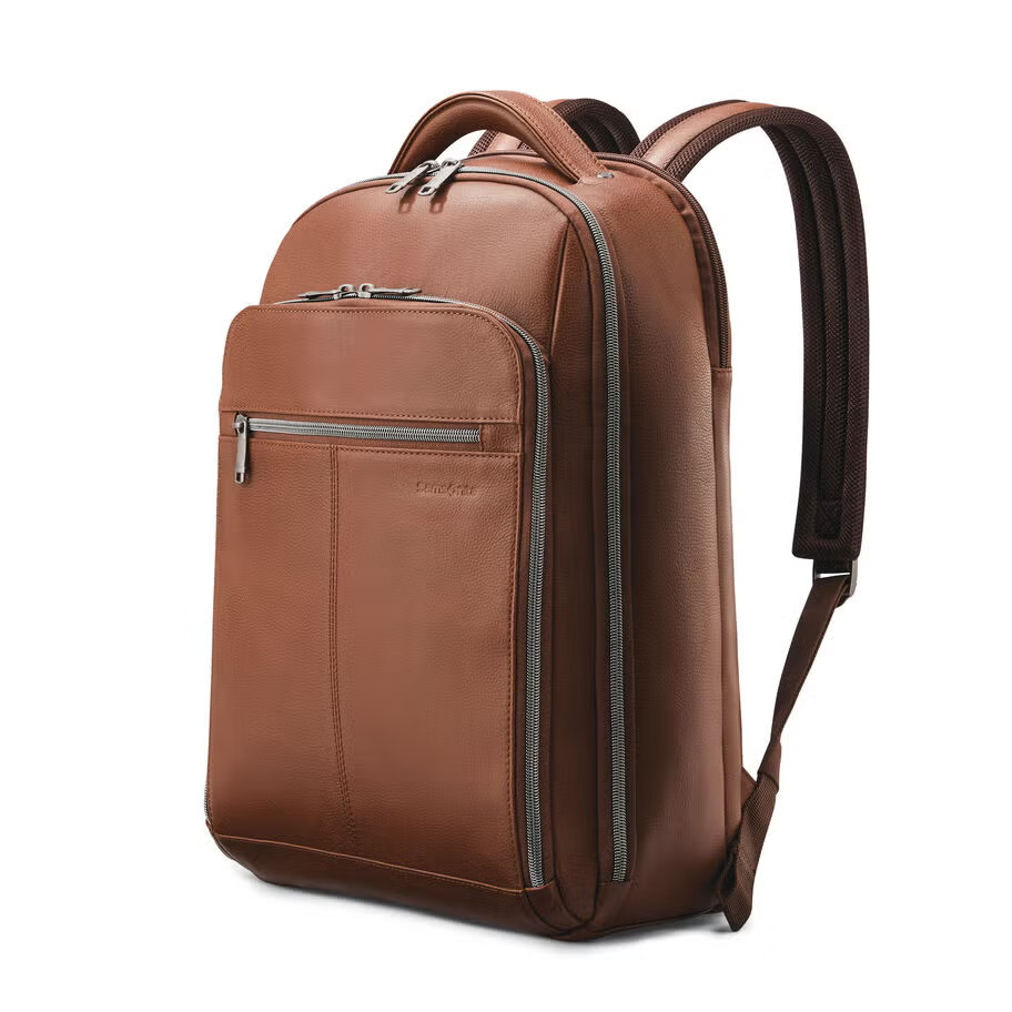 New!! Samsonite Classic Leather Backpack - Cognac