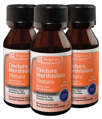 De La Cruz Merthiolate First Aid Antiseptic 1 FL. OZ.  (Pack of 3) - Exp 07/2027