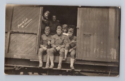 WWI French Battle Train Filled with Troops Postcard RPPC Filled With Pride 