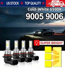 9006 9005 LED Headlight KIT Combo Bulbs 10000K High Low Beam Super Bright White