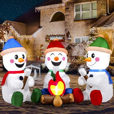 6FT Christmas Inflatables Snowman Campfire 2025 NEW LED Outdoor Decoration