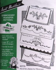 Aunt Marthas 3735 Pillowcase Embroidery Transfer Floral Baskets Pattern 4 Motifs