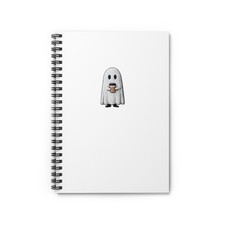 Cute Ghost with Latte Spiral Notebook - Perfect for Halloween, Journaling