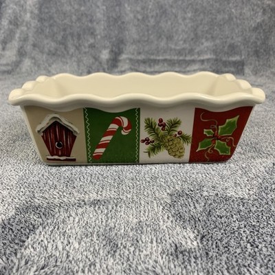 Stoneware Ceramic Christmas Holiday Baking Loaf Pan