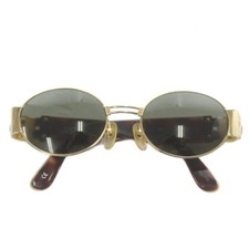 Gianni Versace Medusa Sunglasses S71 Brown Gold Oval Frame Green Lens Rare JPN