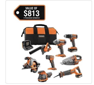#ad #ad RIDGID 18V Cordless 8 Tool Combo Kit w 2 Batteries Charger Tool Bag New $250.00