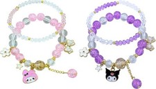 Sanrio My Melody Kuromi Beaded Bracelet Set 4pc BFF Gift Kawaii Jewelry