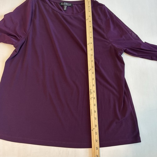 Haut femme Eloquii taille 14 violet manches longues transparentes équipage décontracté carrière - Photo 11/11