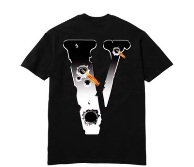 VLONE Men's 2XL Cotton Black Graphic Print Crew Neck Short Sleeve T-Shirt