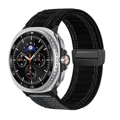 Smartwatch Armband für Samsung Galaxy Watch8 Classic 46mm Textil Magnet Schwarz