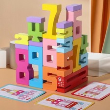 Gdaytao 20PCS Wooden Number Building 4.33 inches x 6.49 x 1.96