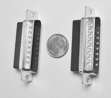  Qty 2 Connector male plug D-SUB 25 DB25 RS232 snap-in contacts grounding Indent